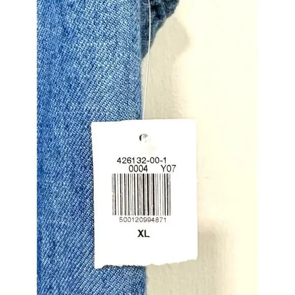 Old Navy Denim Chambray Midi Dress XL Blue Smocked Back Square Neck Cottagecore - Picture 5 of 15